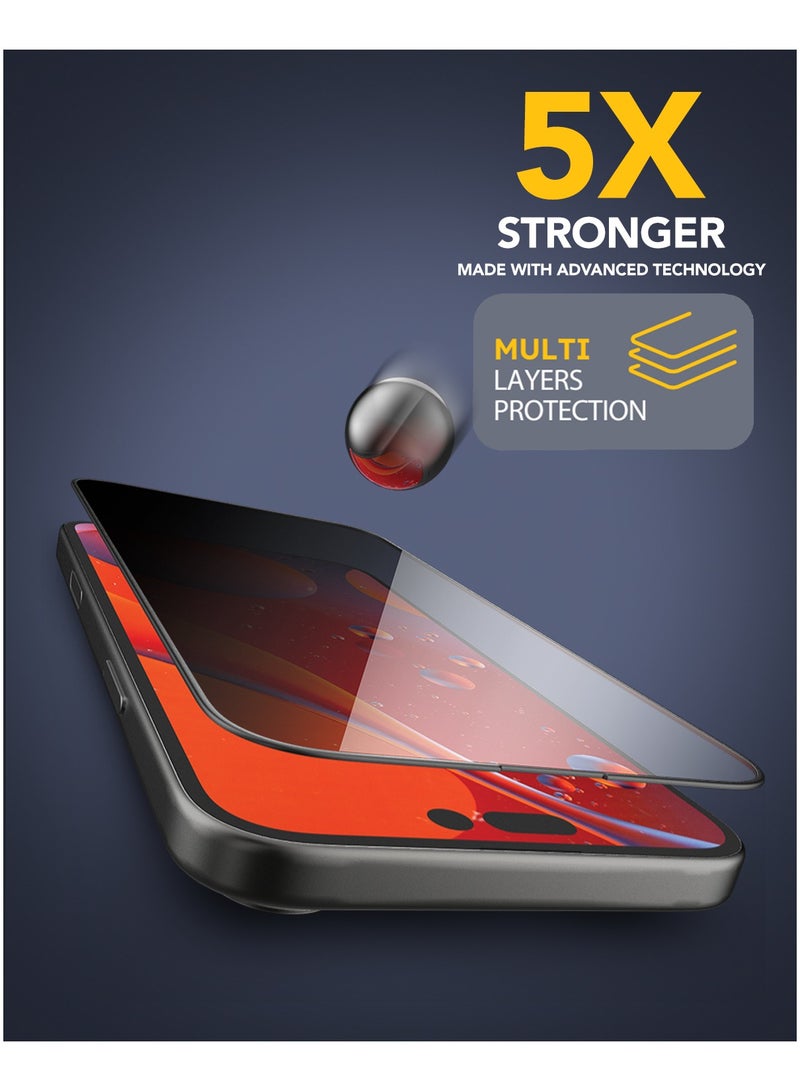 Remson Elite Guard Pro Tempered Glass Screen Protector Privacy HD 9H Hardness Full Coverage with Installation Tool Kit compatible for iPhone 16 Plus 6.7 inch - Image 3