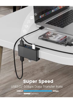 Excefore USB 3.0 Hub Clamp Adapter, Aluminum 4-Port USB Splitter with Extra Power Supply Port and 4.92 FT Data Cable, Ultra-Portable USB Expander for iMac, Laptop, PC  - Image 4
