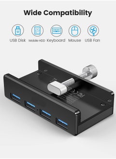 Excefore USB 3.0 Hub Clamp Adapter, Aluminum 4-Port USB Splitter with Extra Power Supply Port and 4.92 FT Data Cable, Ultra-Portable USB Expander for iMac, Laptop, PC  - Image 5