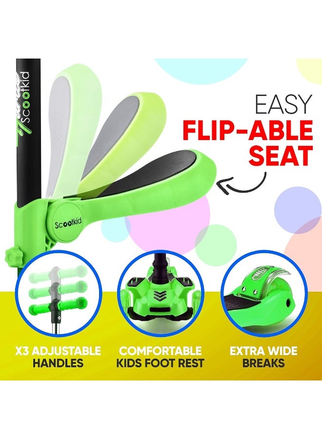 Hurtle 5 Wheeled Scooter for Kids - Stand & Cruise Child/Toddlers Toy Folding Kick Scooters w/Adjustable Height, Anti-Slip Deck, Flashing Wheel Lights, for Boys/Girls 2-12 Year Old - Image 3