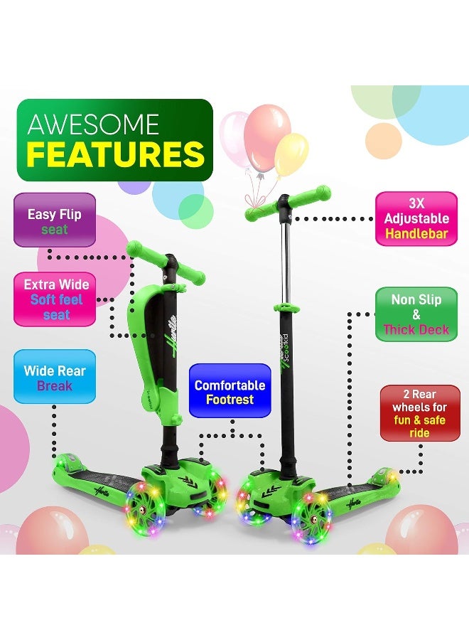 Hurtle 5 Wheeled Scooter for Kids - Stand & Cruise Child/Toddlers Toy Folding Kick Scooters w/Adjustable Height, Anti-Slip Deck, Flashing Wheel Lights, for Boys/Girls 2-12 Year Old - Image 4