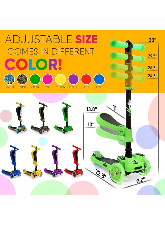 Hurtle 5 Wheeled Scooter for Kids - Stand & Cruise Child/Toddlers Toy Folding Kick Scooters w/Adjustable Height, Anti-Slip Deck, Flashing Wheel Lights, for Boys/Girls 2-12 Year Old - Image 2