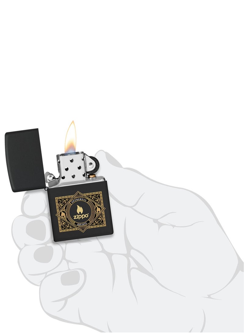 Zippo ولاعة Zippo CI404836 218 أصلية من Zippo باللون الأسود غير اللامع مقاومة للرياح - Image 5