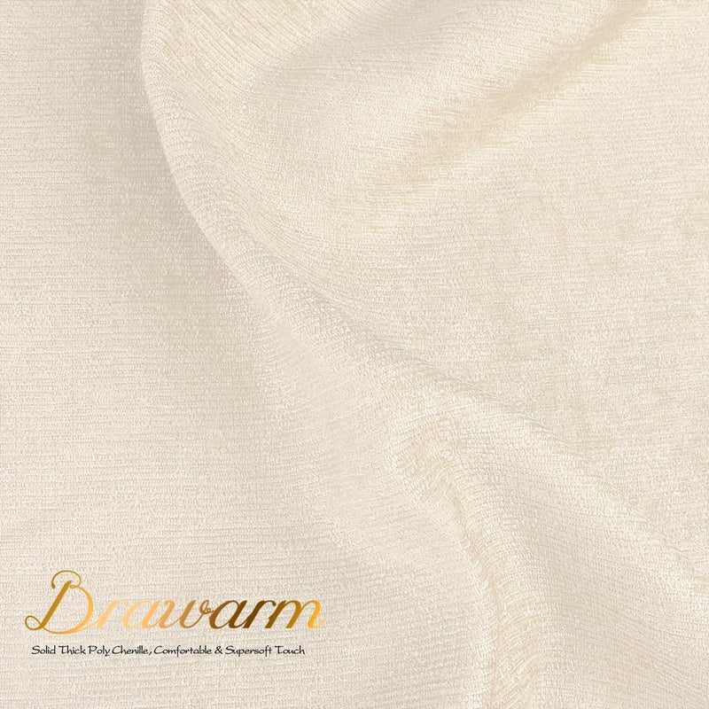 BRAWARM Decorative Pillow Covers 20x20 Inch - Cream Chenille Pillow Covers with Shell Edge, 2 Pack Solid Dyed Soft Chenille Pillow Covers for Sofa Bed - Image 4