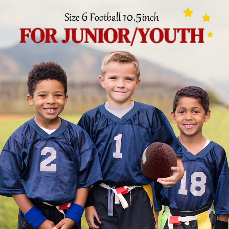 jiaonun 6 Pack Youth Size Footballs with Pump - Composite Leather, Size 6, 10.5 Inch - Image 2