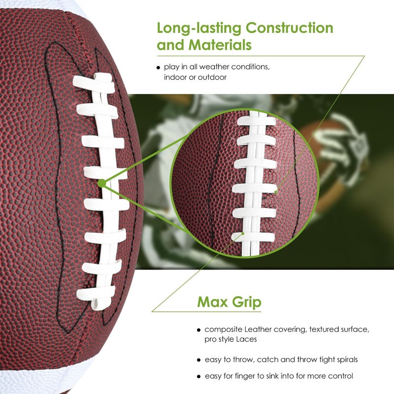 jiaonun 6 Pack Youth Size Footballs with Pump - Composite Leather, Size 6, 10.5 Inch - Image 4