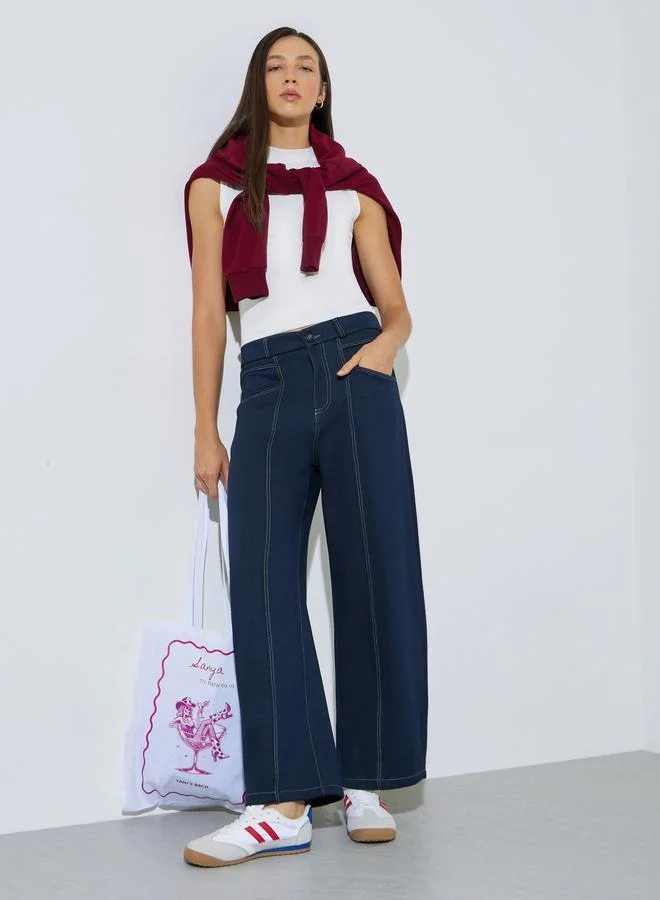 Styli Barrel fitted jeans with elasticated waistband