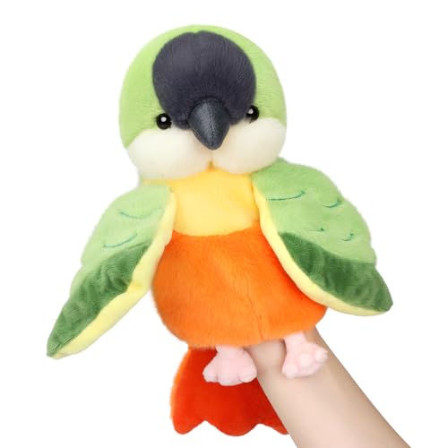 Easfan Green Parakeet Parrot Hand Plush Puppet Cute Bird Interactive Storytelling Cute Soft Plush Toy Creativity and Imagination Easter Christmas Birthday Gifts for Toddlers Kids115 - Image 1