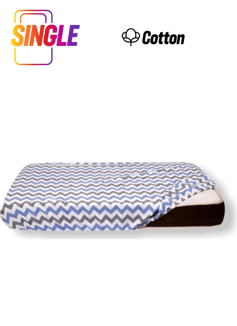 Bebek Özel - Baby Special Cotton Baby and Kids Elastic Sheet with Zigzag Pattern 70 x 140 cm - Image 1