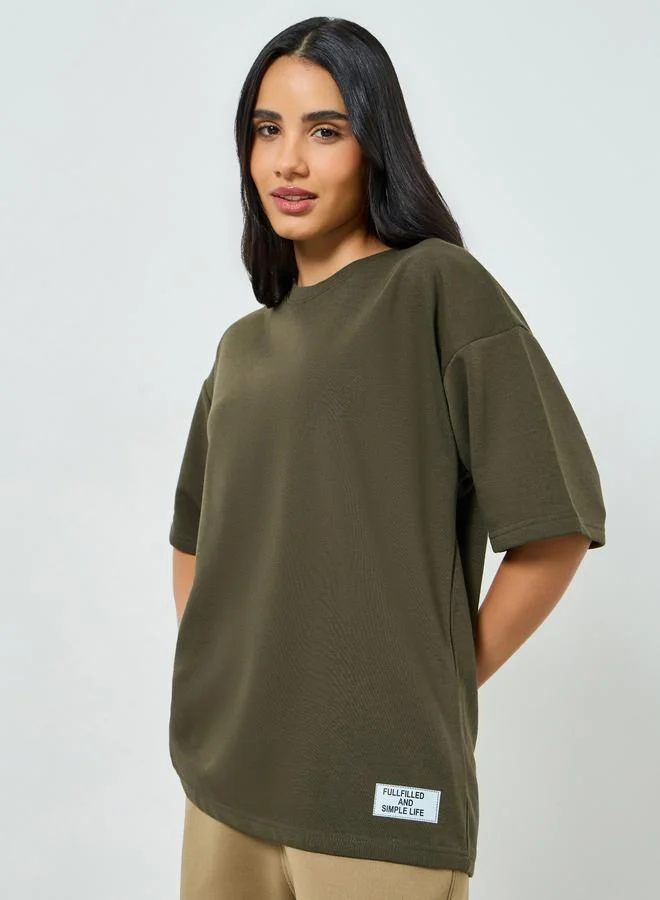 Olive Oversized Essentials Print T-Shirt