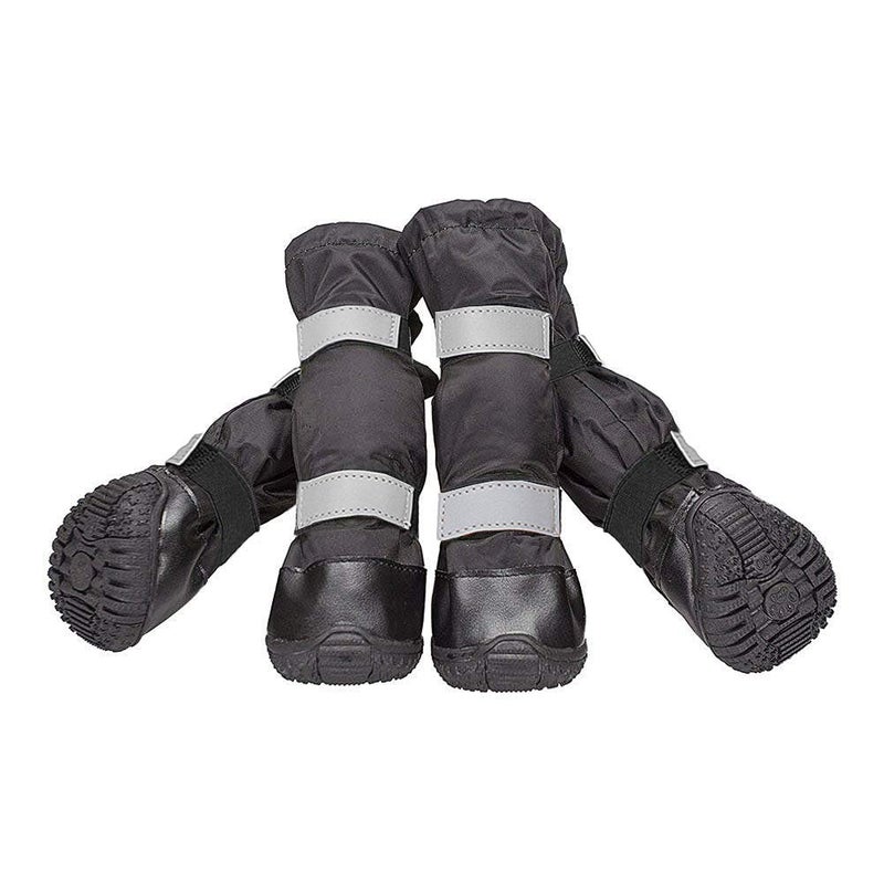 Billionchains 4 PCS Dog Boots Waterproof Dog Shoes with Reflective, Anti-Slip Pet Paw Protectors for Snowy, Rainy and Hot Pavement, Black, Large - Image 1