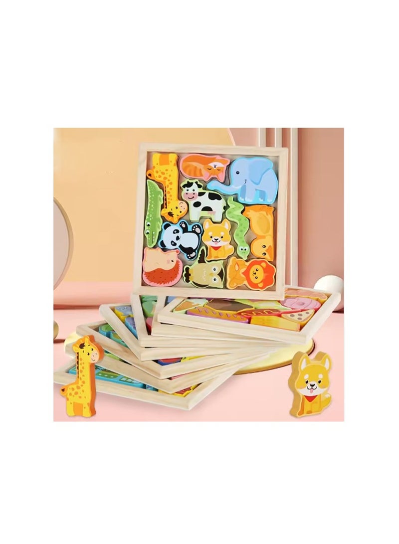 Animals Jigsaw Puzzles Preschool Puzzles for Preschoolers Age 3+, Hexagon Puzzles Pre-Kindergarten Toys - Image 1