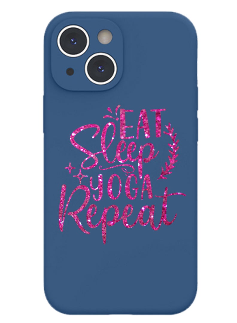 Theodor Protective Slim Fit Case Liquid Silicone Cover with Full Body Protection Anti-Scratch Shockproof Case For iPhone 15 Plus Blue  - Eid Mubarak Black - Image 1