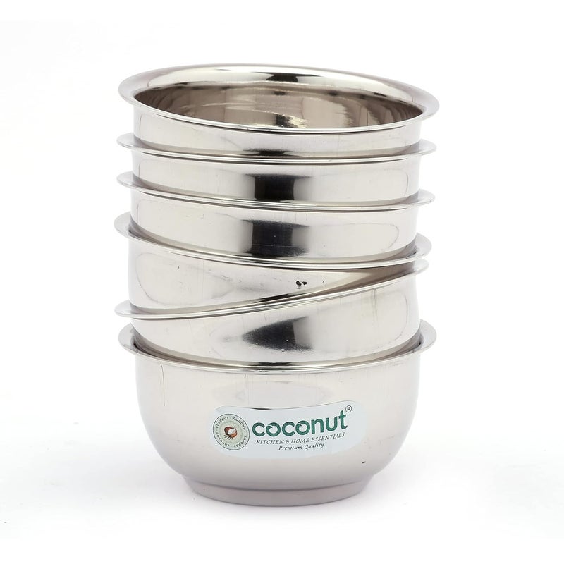 Coconut coconut Stainless Steel Lotus BowlVatiKatori Set of 6 Capacity 100 ml Each  - Image 2