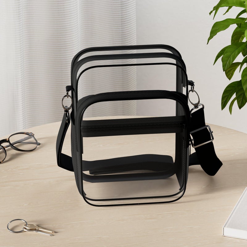 Blvornl Crossbody Bag with Adjustable Shoulder Strap, Stadium Approved PVC Clear Purse Bag with Front Pocket, Clear Messenger Bag for Women and Men for Concerts Sports Events - Image 3
