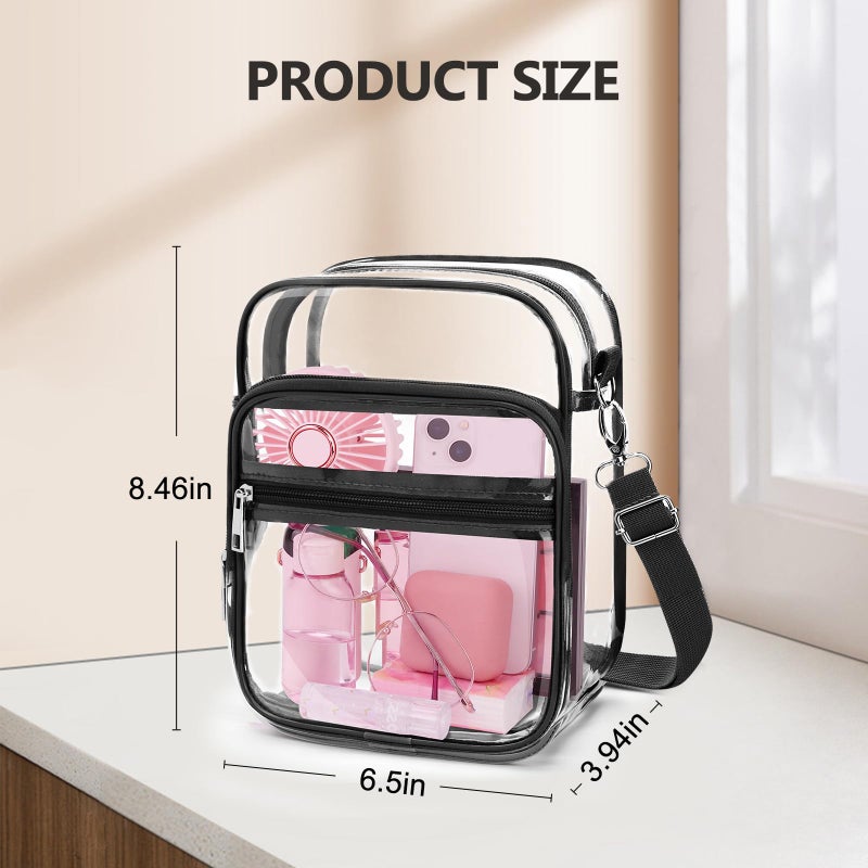 Blvornl Crossbody Bag with Adjustable Shoulder Strap, Stadium Approved PVC Clear Purse Bag with Front Pocket, Clear Messenger Bag for Women and Men for Concerts Sports Events - Image 5