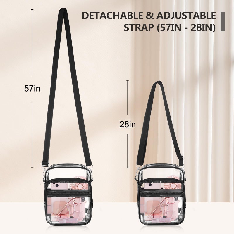 Blvornl Crossbody Bag with Adjustable Shoulder Strap, Stadium Approved PVC Clear Purse Bag with Front Pocket, Clear Messenger Bag for Women and Men for Concerts Sports Events - Image 4
