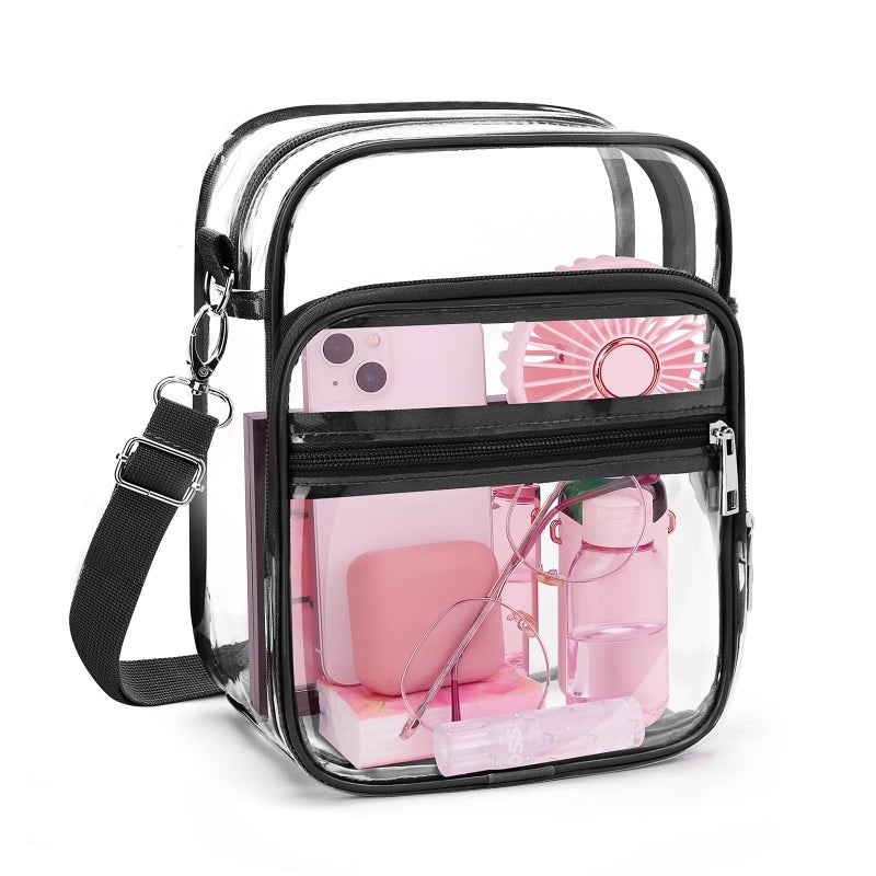 Blvornl Crossbody Bag with Adjustable Shoulder Strap, Stadium Approved PVC Clear Purse Bag with Front Pocket, Clear Messenger Bag for Women and Men for Concerts Sports Events - Image 1