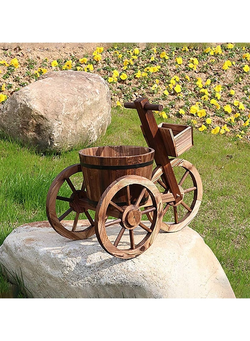LINGWEI FFD Wooden Flower Pot Tricycle Shaped Flower planter Flower Vase Flowers Planter Plant Pots Garden Decoration Items Wooden Decorative Basket Brown - Image 5