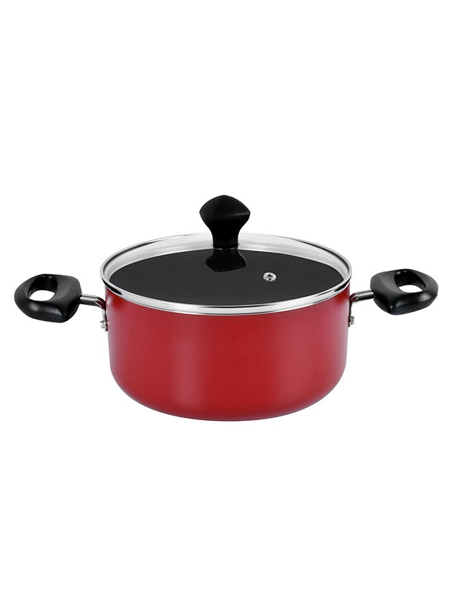 Prestige 10-Piece Classique Pro Aluminium Non Stick Interior Durable & Light Weight Cookware Set Includes 4x Casserole 1x16 cm, 1x20 cm, 1x24 cm 1x28 cm ,4xGlass Lid,1xFry Pan 1x24 cm,1xSpatula Red 24cm - Image 4