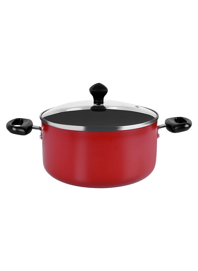 Prestige 10-Piece Classique Pro Aluminium Non Stick Interior Durable & Light Weight Cookware Set Includes 4x Casserole 1x16 cm, 1x20 cm, 1x24 cm 1x28 cm ,4xGlass Lid,1xFry Pan 1x24 cm,1xSpatula Red 24cm - Image 2