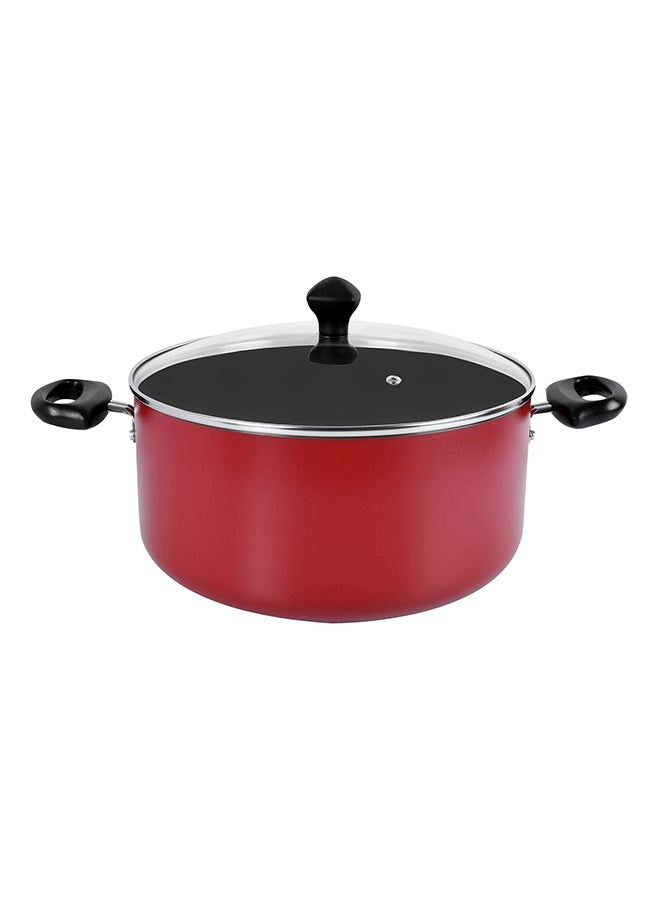 Prestige 10-Piece Classique Pro Aluminium Non Stick Interior Durable & Light Weight Cookware Set Includes 4x Casserole 1x16 cm, 1x20 cm, 1x24 cm 1x28 cm ,4xGlass Lid,1xFry Pan 1x24 cm,1xSpatula Red 24cm - Image 5