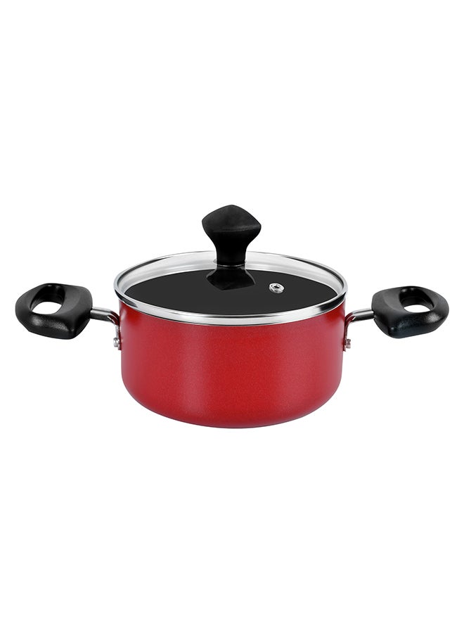 Prestige 10-Piece Classique Pro Aluminium Non Stick Interior Durable & Light Weight Cookware Set Includes 4x Casserole 1x16 cm, 1x20 cm, 1x24 cm 1x28 cm ,4xGlass Lid,1xFry Pan 1x24 cm,1xSpatula Red 24cm - Image 3