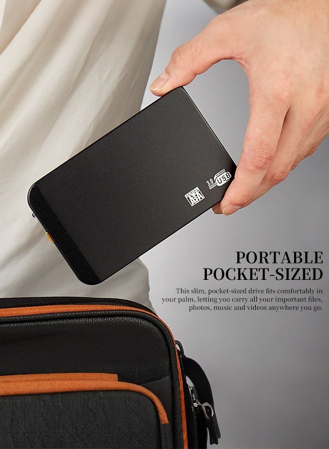 محرك أقراص صلب خارجي محمول بسعة 2 تيرابايت، USB 3.0 عالي السرعة، SATA HDD لنقل البيانات فائق السرعة، توصيل وتشغيل فوري، متوافق مع أنظمة Windows وMac OS وLinux، تصميم نحيف باللون الأسود لأجهزة الكمبيوتر واللابتوب والمكتبي - Image 5
