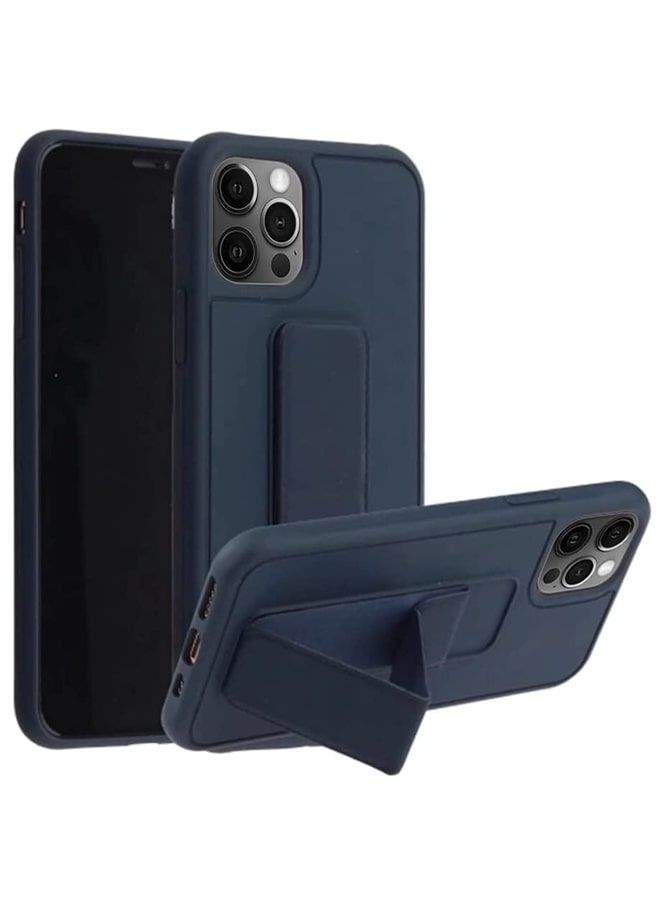 Zolo Finger Grip Holder and standing cover with Car Magnetic Multi-function Shockproof Protective Case Cover For iphone 12 Pro Dark Blue - Image 1