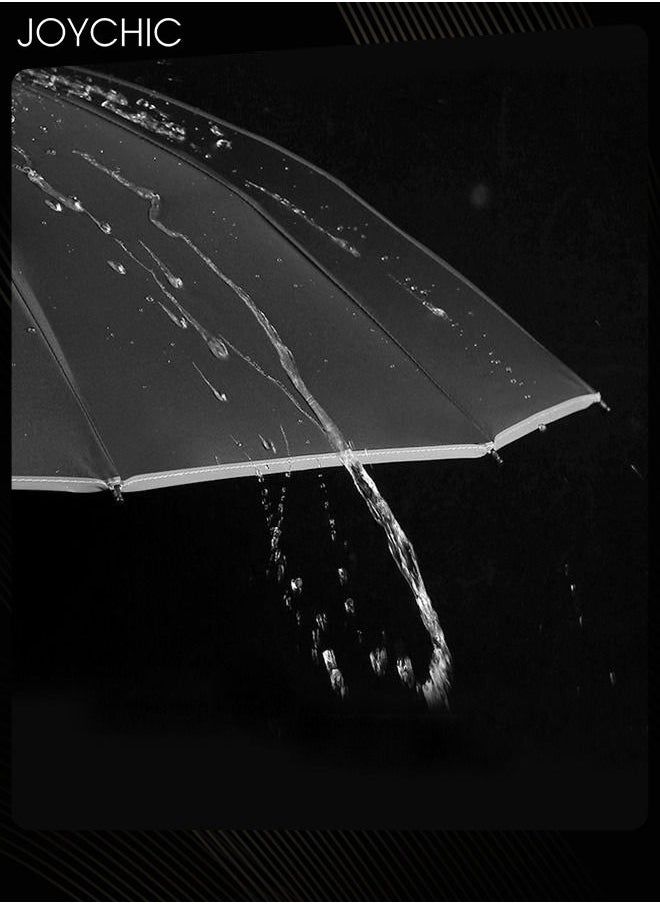 Joychic - Auto Open/Close Reverse Folding Windproof Rainproof Anti-UV Travel Umbrella Inverted Refective Strip For Men Women Adults Black - Image 1
