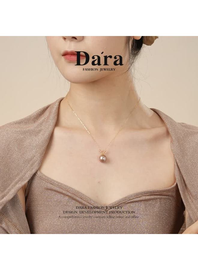 Dara 18k Gold Freshwater Pearl Pendant 12-13mm Round High Luster Pearl Necklace Gift For Mom And Mother-in-law - Image 1