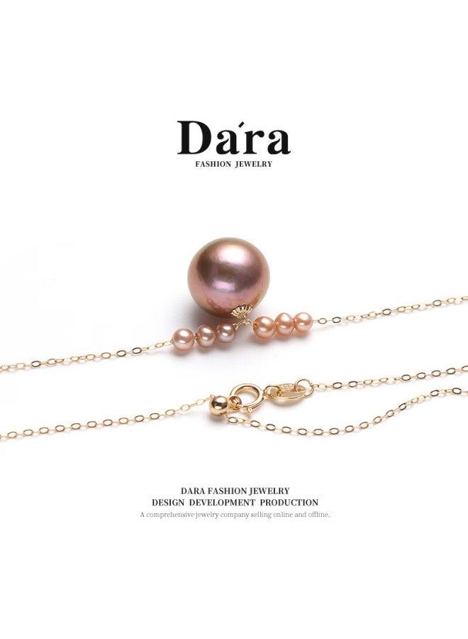 Dara 18k Gold Freshwater Pearl Pendant 12-13mm Round High Luster Pearl Necklace Gift For Mom And Mother-in-law - Image 3