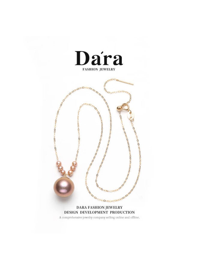 Dara 18k Gold Freshwater Pearl Pendant 12-13mm Round High Luster Pearl Necklace Gift For Mom And Mother-in-law - Image 2