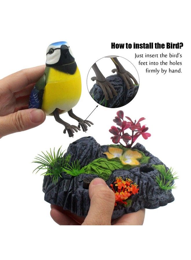 Tipmant Cute Electronic Birds Toys Pets Simulation Realistic Move Chirp Electric Office Home Desk Decor Decoration Kids Birthday Gifts (Blue & Yellow) - Image 4