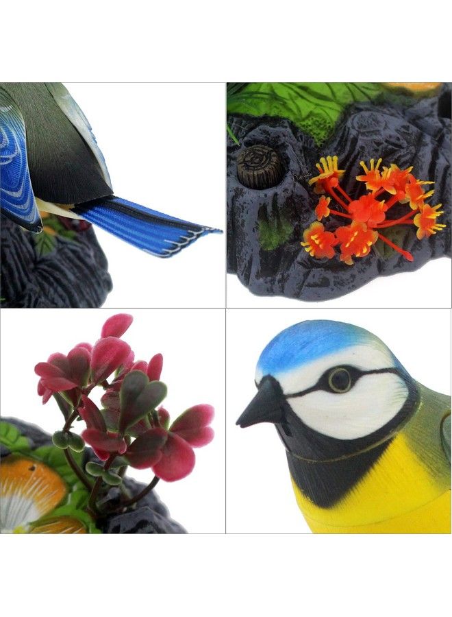 Tipmant Cute Electronic Birds Toys Pets Simulation Realistic Move Chirp Electric Office Home Desk Decor Decoration Kids Birthday Gifts (Blue & Yellow) - Image 5