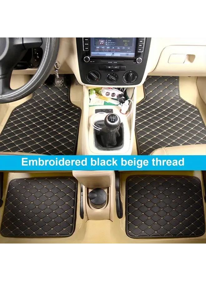 Universal Waterproof Car Floor Mats Full Set 4pcs Front Rear Beige - Image 3