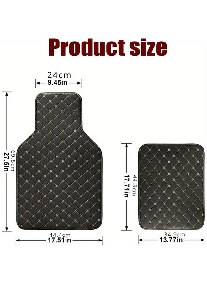 Universal Waterproof Car Floor Mats Full Set 4pcs Front Rear Beige - Image 2