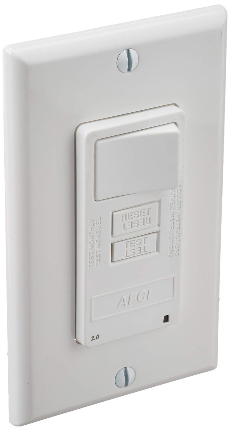 Leviton AFCISwitch Combination 15 Amp Self Test LED Indicator Light AFSW1W White