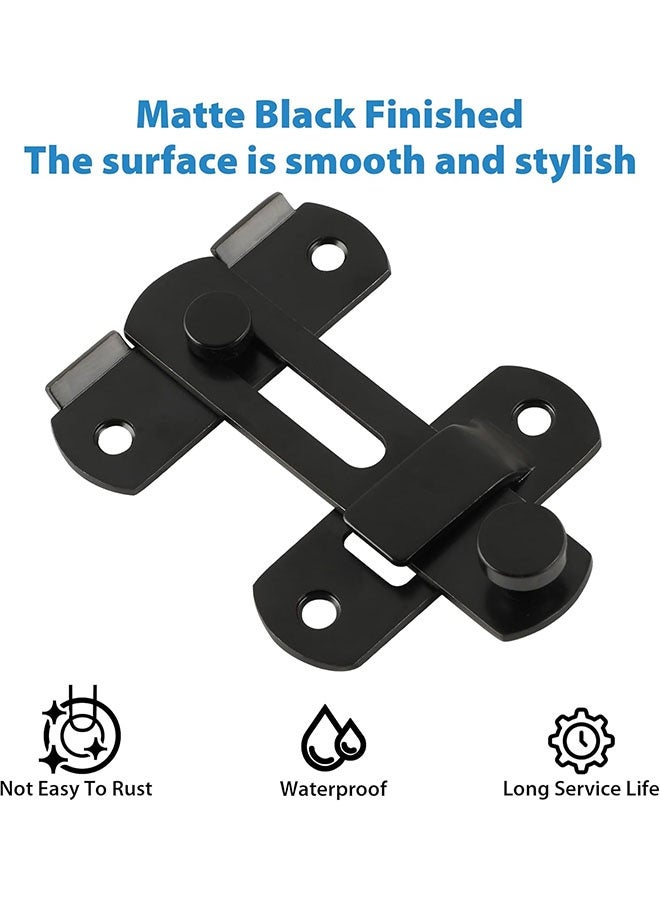 2 قطع قفل باب قابل للقلب، قفل بوابة 4 بوصة من الفولاذ المقاوم للصدأ SUS304، معدات باب ثقيلة، قفل أمان للأبواب الخشبية، البوابات الفرنسية المنزلقة. أسود مطفي - Image 4