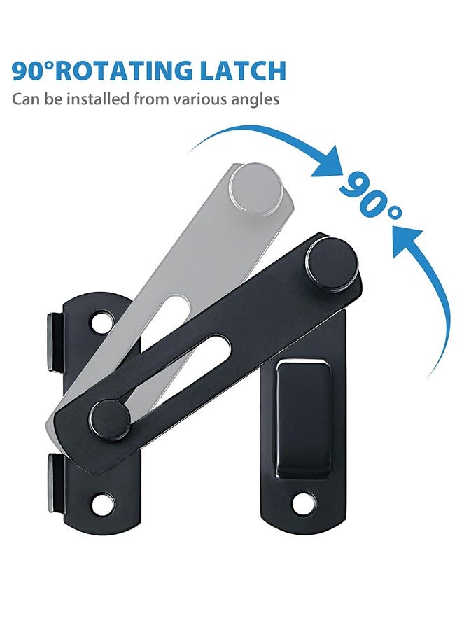 2 قطع قفل باب قابل للقلب، قفل بوابة 4 بوصة من الفولاذ المقاوم للصدأ SUS304، معدات باب ثقيلة، قفل أمان للأبواب الخشبية، البوابات الفرنسية المنزلقة. أسود مطفي - Image 3