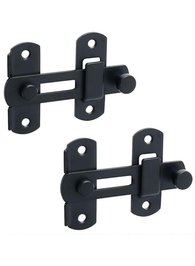 2 قطع قفل باب قابل للقلب، قفل بوابة 4 بوصة من الفولاذ المقاوم للصدأ SUS304، معدات باب ثقيلة، قفل أمان للأبواب الخشبية، البوابات الفرنسية المنزلقة. أسود مطفي - Image 1