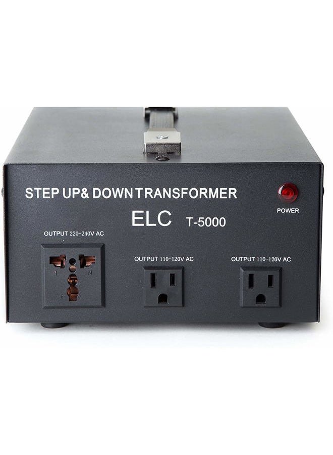 ELC Aode ELC T-5000 5000-Watt Voltage Converter Transformer - Step Up/Down - 110V/220V - Circuit Breaker Protection - Image 1