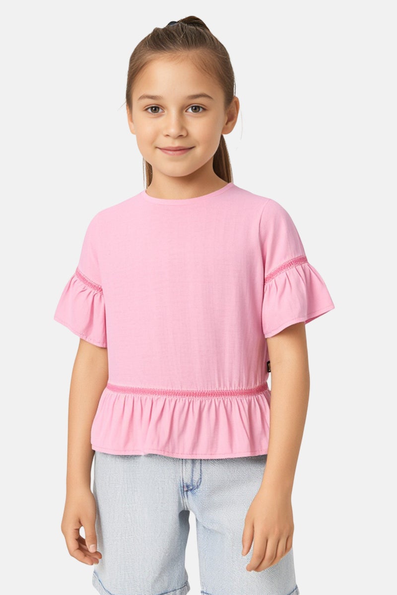 Levi's بلوزة قصيرة الأكمام للبنات، وردية - Image 1