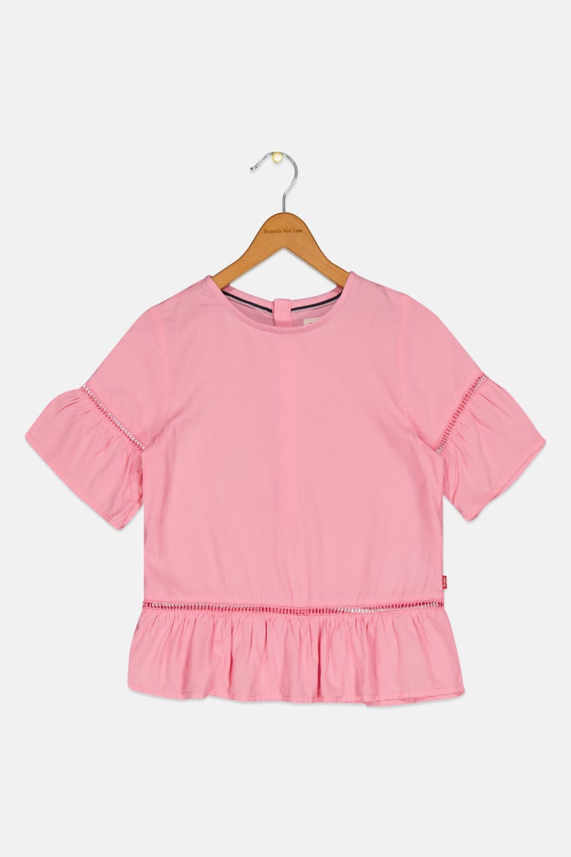 Levi's بلوزة قصيرة الأكمام للبنات، وردية - Image 2