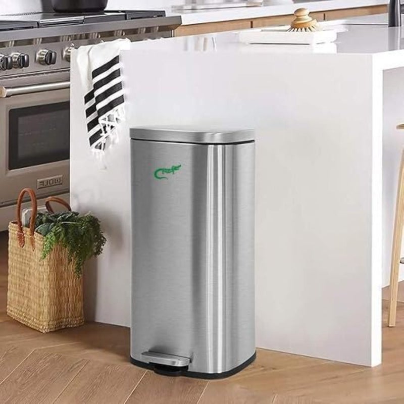 Kitchen Stainless Steel Dustbin, 50L Capacity, Soft-Close Lid Pedal, Smudge-Resistant Finish, Durable Feet Design - Image 2