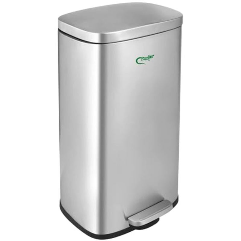 Kitchen Stainless Steel Dustbin, 50L Capacity, Soft-Close Lid Pedal, Smudge-Resistant Finish, Durable Feet Design - Image 1