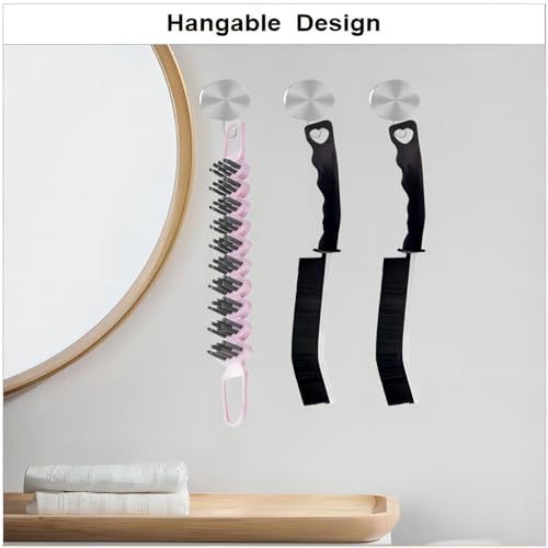 POPGIO Crevice Cleaning Brush Hard Bristle Grout Brush Scrub Brush Toilet Brush Cleaning Tools Cleaning Supplies for Household Use Bathroom Kitchen 3 Pcs (Black&Pink) - Image 5