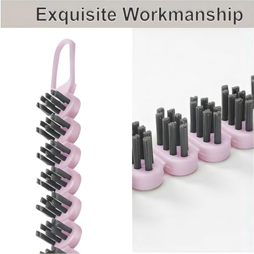 POPGIO Crevice Cleaning Brush Hard Bristle Grout Brush Scrub Brush Toilet Brush Cleaning Tools Cleaning Supplies for Household Use Bathroom Kitchen 3 Pcs (Black&Pink) - Image 3