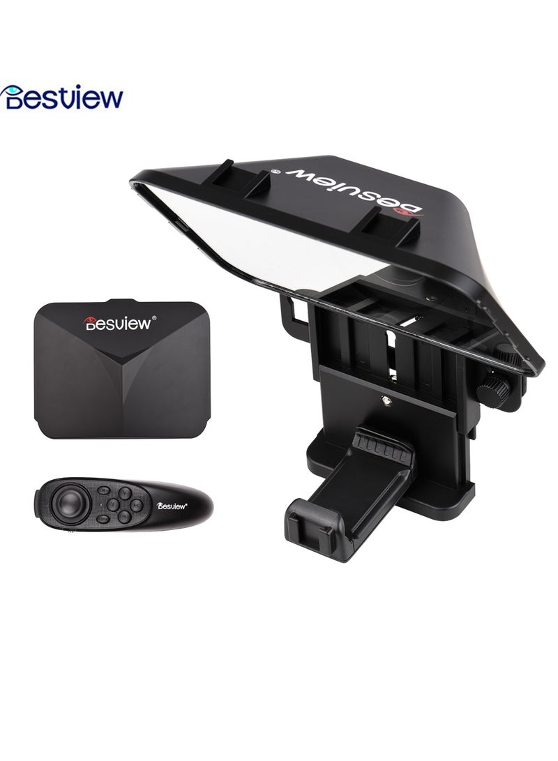 Bestview Upgraded Smartphone/Tablet/DSLR Camera Teleprompter Prompter with Remote Control Lens Adapter Ring Supports Ultra Wide Angle Lens for Stage Speech Live Streaming Online Video Vlog - Image 1