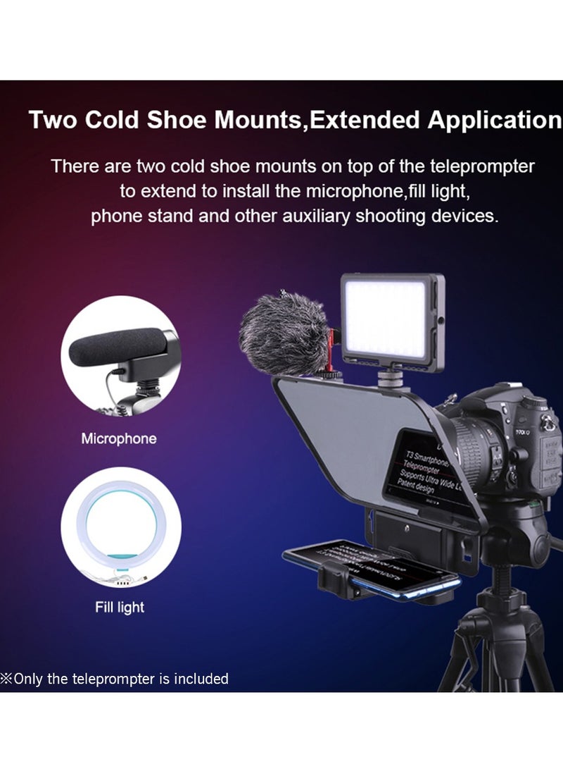 Bestview Upgraded Smartphone/Tablet/DSLR Camera Teleprompter Prompter with Remote Control Lens Adapter Ring Supports Ultra Wide Angle Lens for Stage Speech Live Streaming Online Video Vlog - Image 4